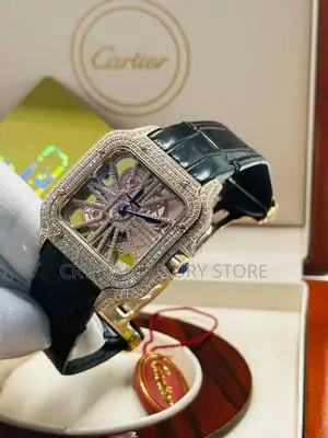 Cartier Quality Luxury Men Iced Face Automatic Engine Wristwatch