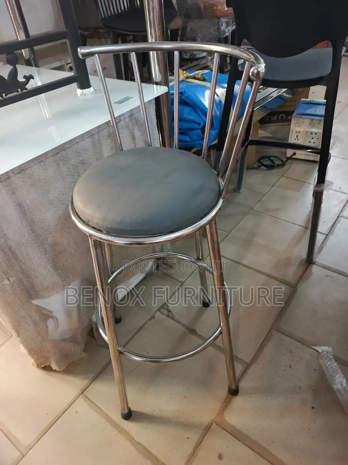 Metal Bar Stool With Backrest Cushion Seat