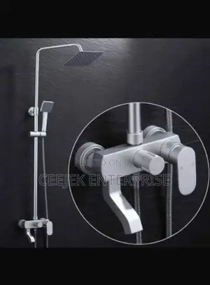 White Aluminum Standing Shower
