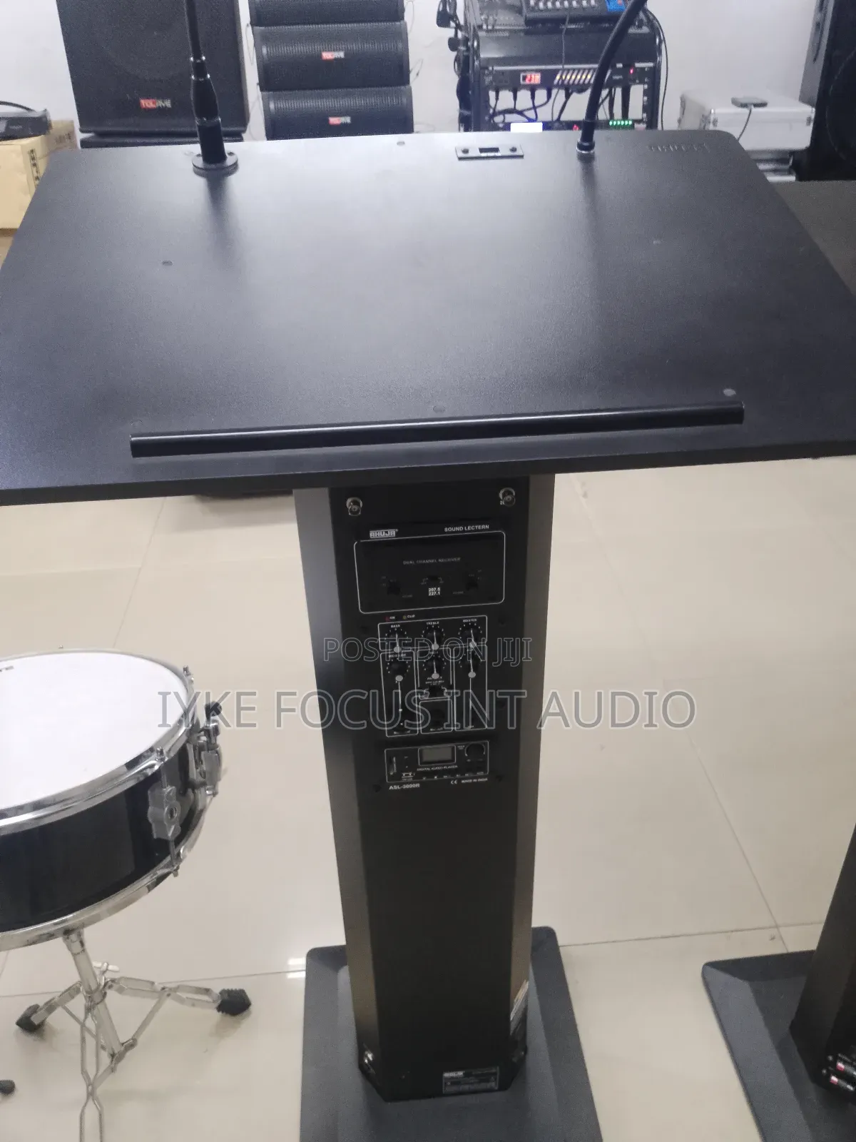 Lectern Podium With Goose Neck Microphone