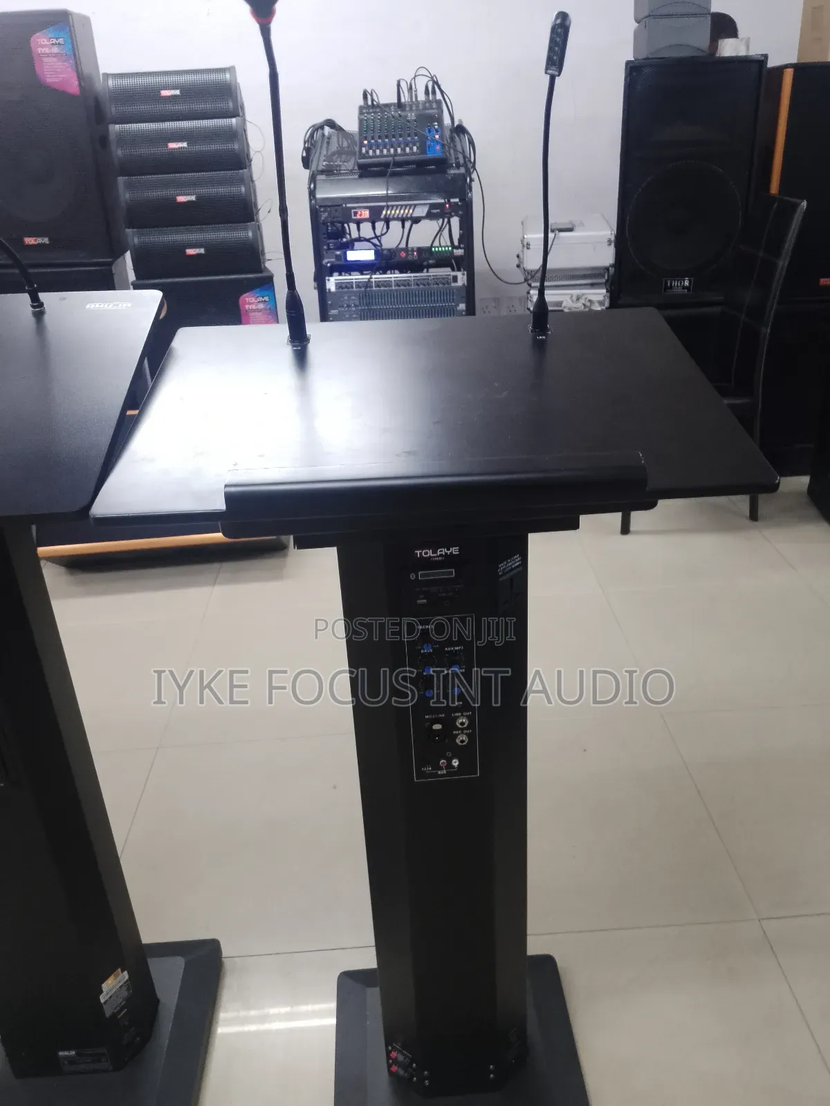 Lectern Podium With Goose Neck Microphone