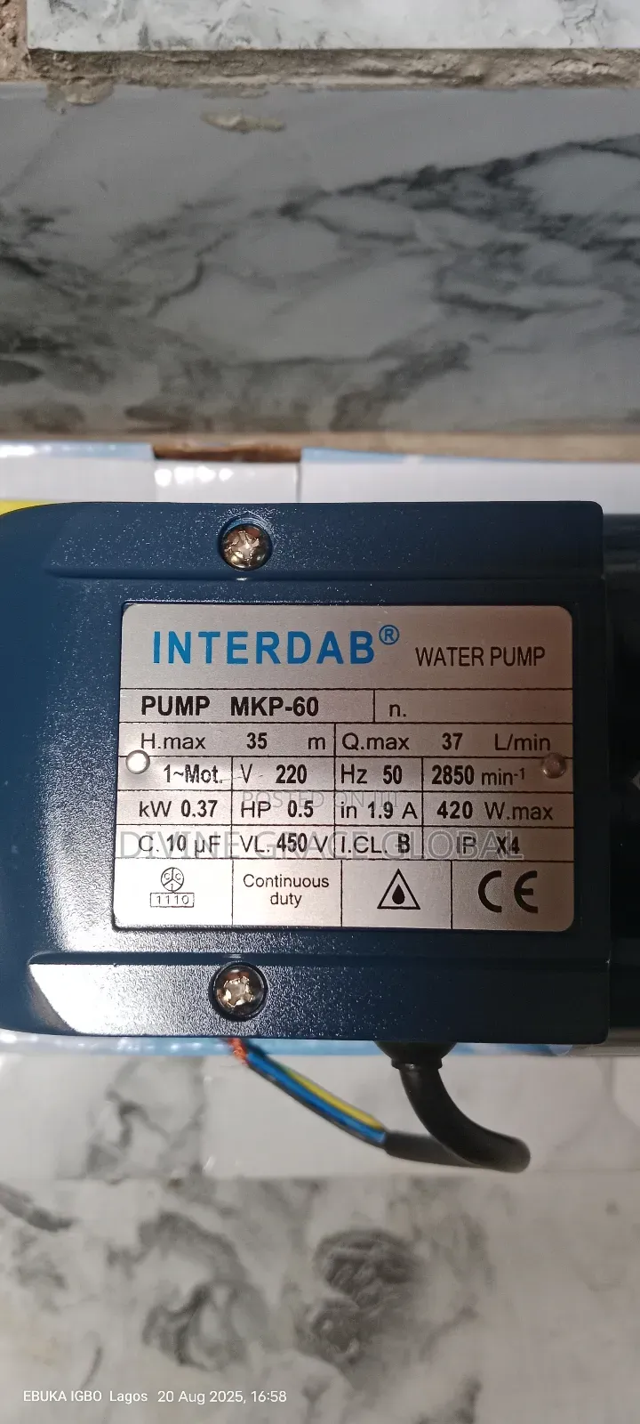 0.5hp Interdab Pump