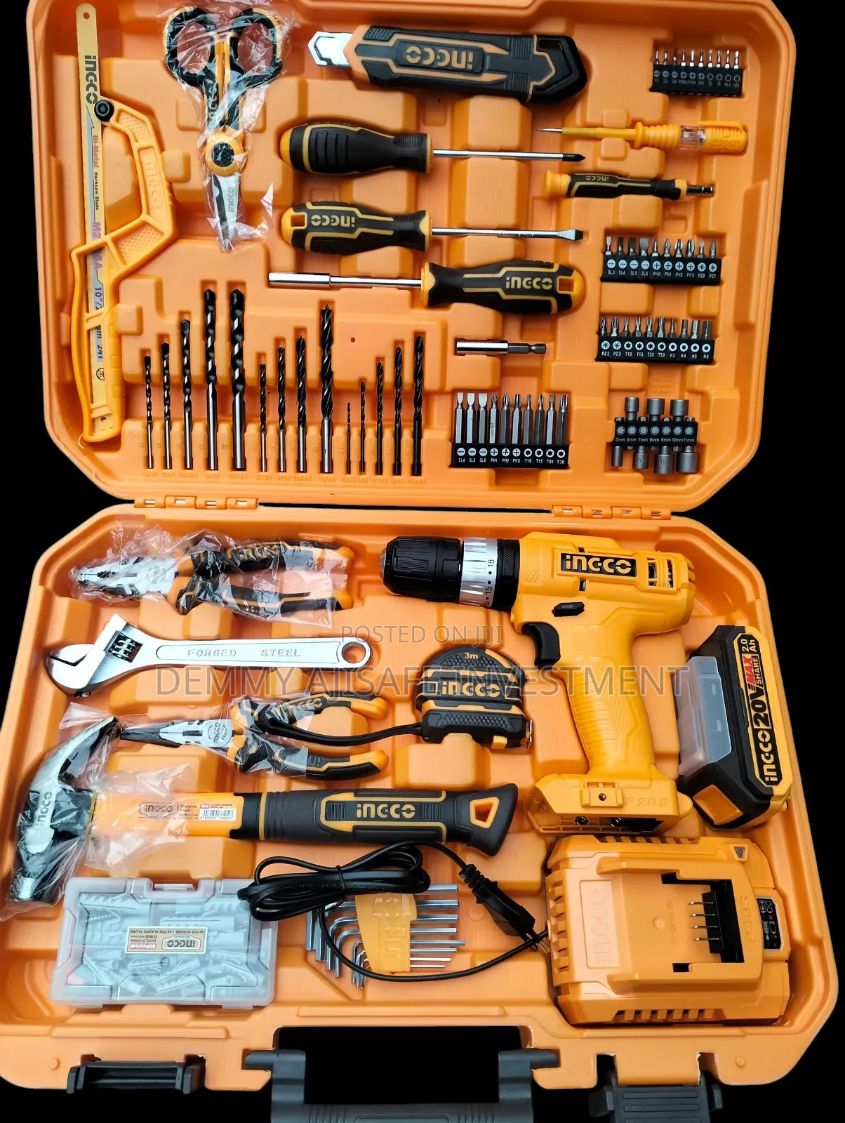 Ingco Cordless Impact Drill With Tools Set(165pcs)