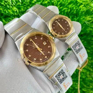 Omega Quality Luxury Men Couples Set Chain Strap Wristwatch