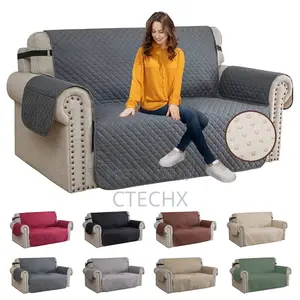 Xineag Quilted Sofa Covers 2 Seater Loveseat, Light Grey