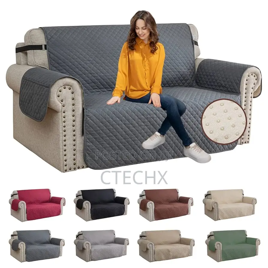 Xineag Quilted Sofa Covers 2 Seater Loveseat, Light Grey