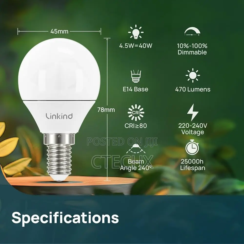 E14 Led Bulb, Dimmable P45 Golf Ball Bulbs Small Screw 6pack