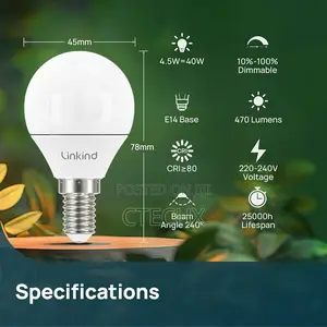 E14 Led Bulb, Dimmable P45 Golf Ball Bulbs Small Screw 6pack