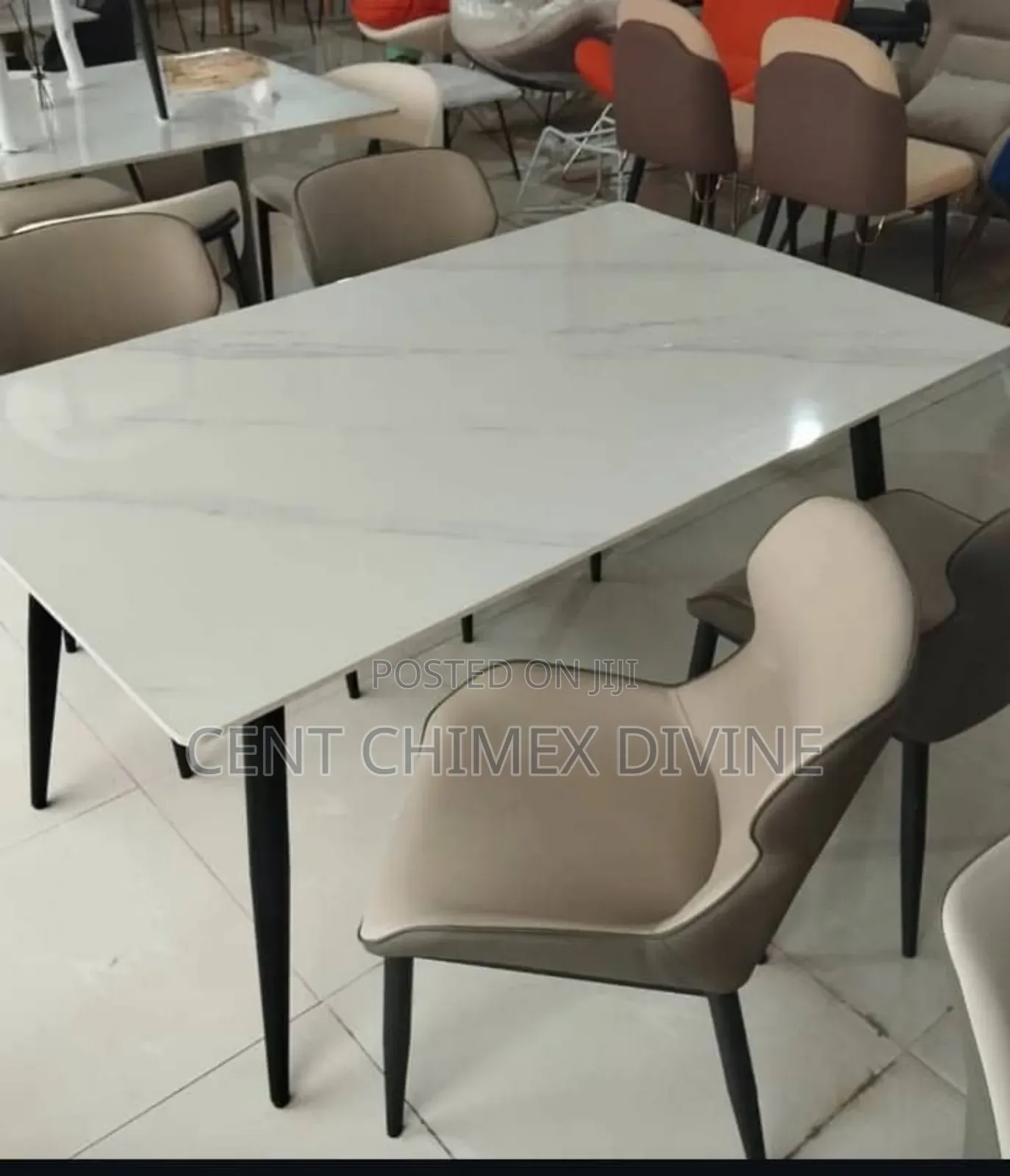 Plain Leather Dinning Chairs and Table