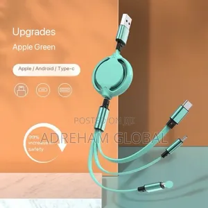 Hi Texh Portable Usb Retractable 3in1(iPhone,Typec Android)Fastcharge