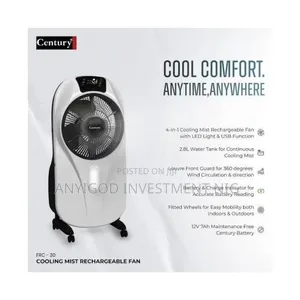 Century 12" Rechargeable Mist Fan With Led Light