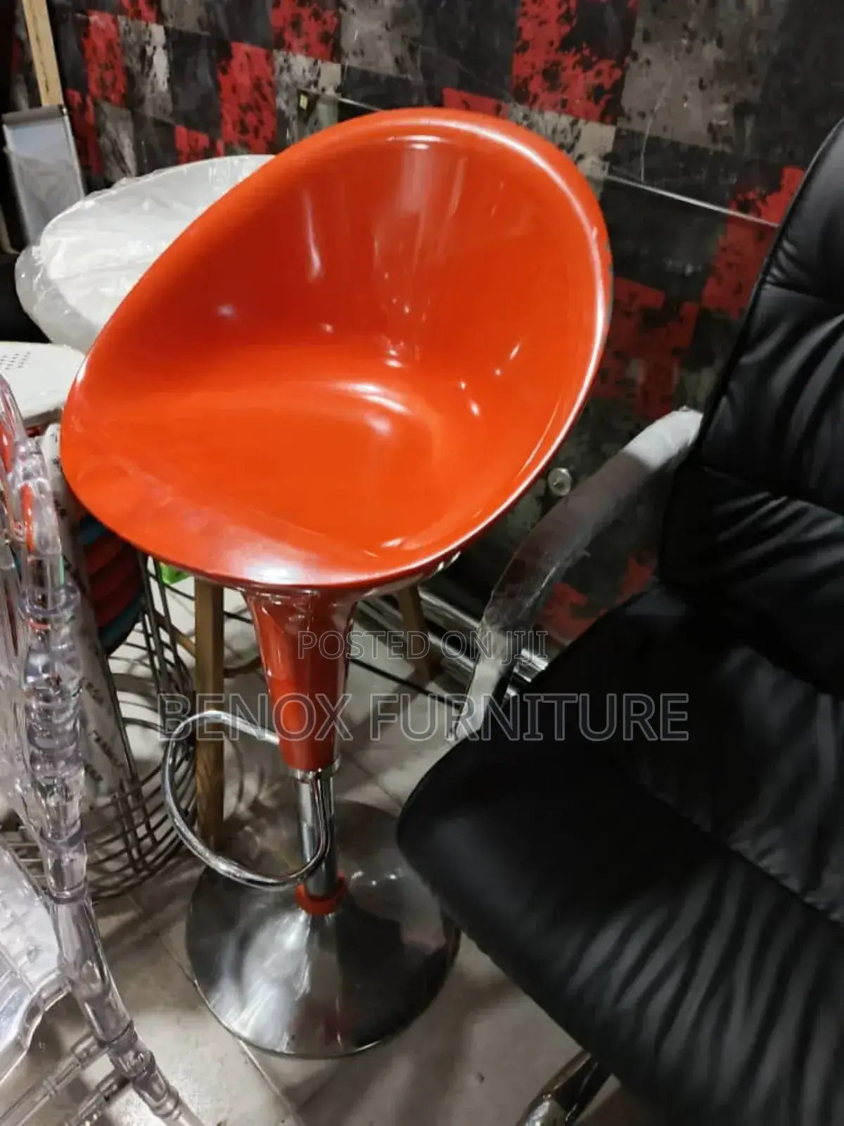 Barstool Adjustable Chair With Iron Base