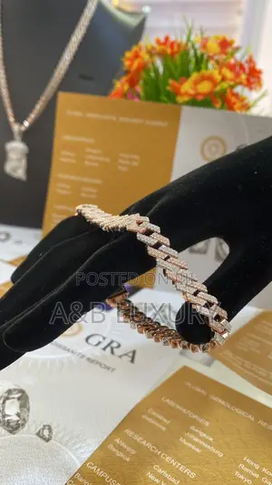 VVS Moissanite Diamond Cuban Bracelet Available in Two Tone Rosegold 
