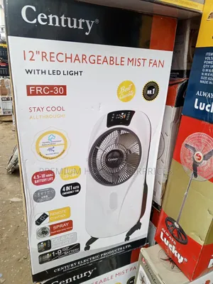 Century 12" Rechargeable Mist Fan With Led Light Remote Control FRC-30