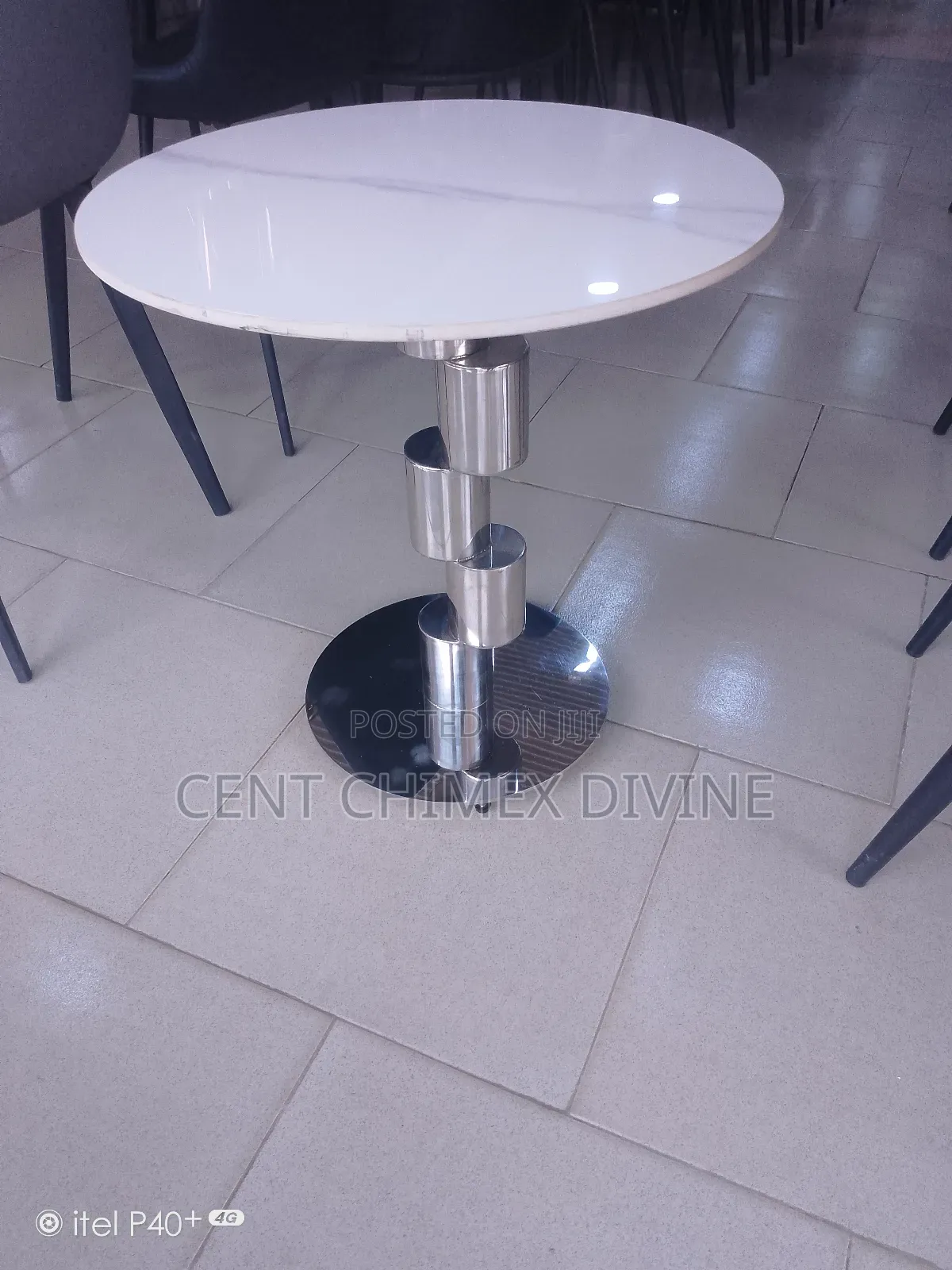 Stainless Steel Leg Side Stools Marble Top