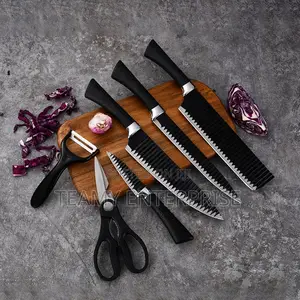 6 Piece Kitchen Knife Set - Carving, Cleaver, Paring, Scissors, Peeler