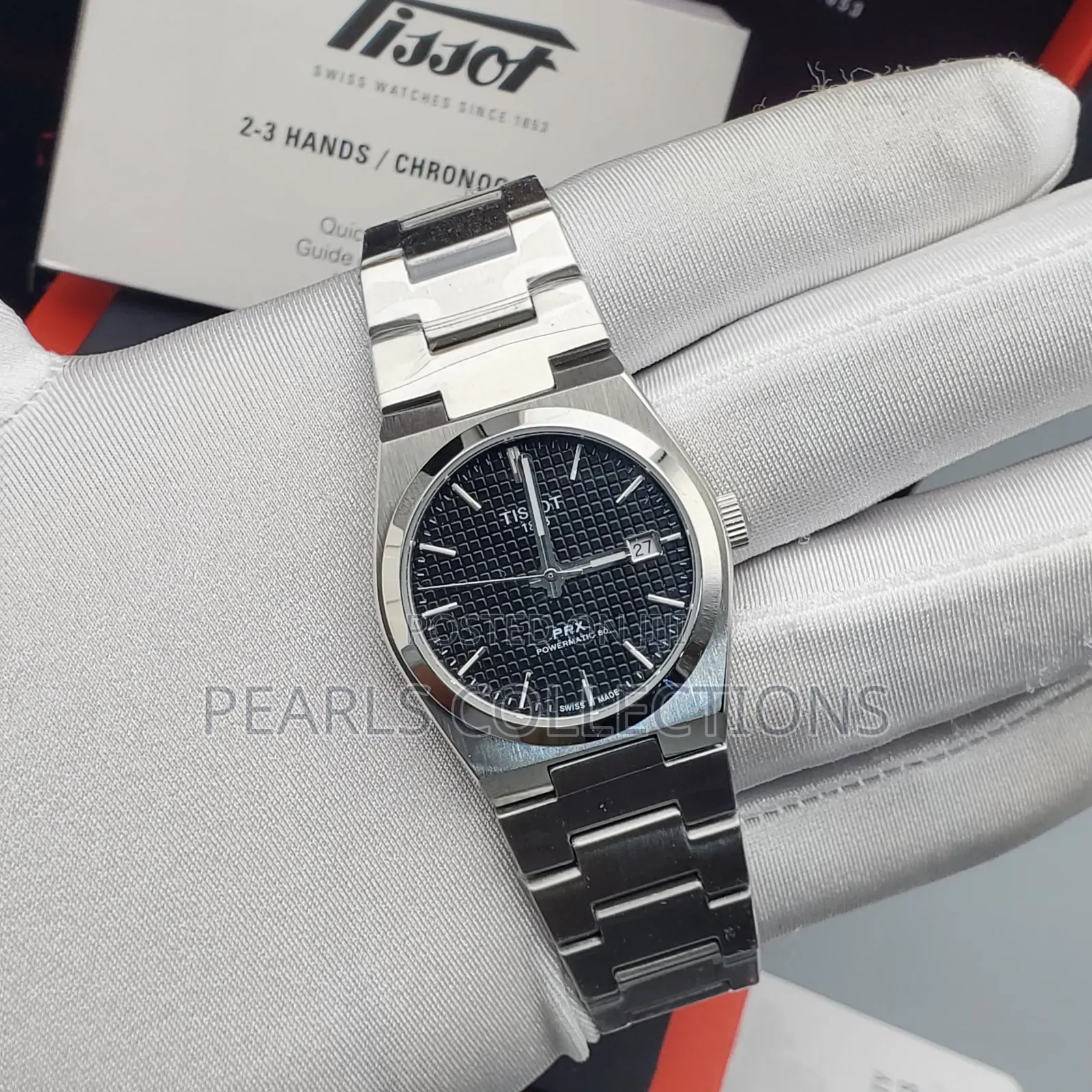Black Face Automatic Tissot Silver Chain Watch
