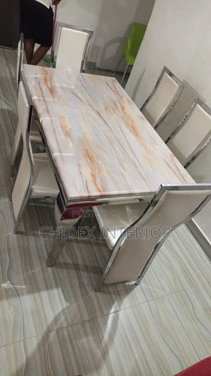 Classic Imported Marble Dining Table 6chiars