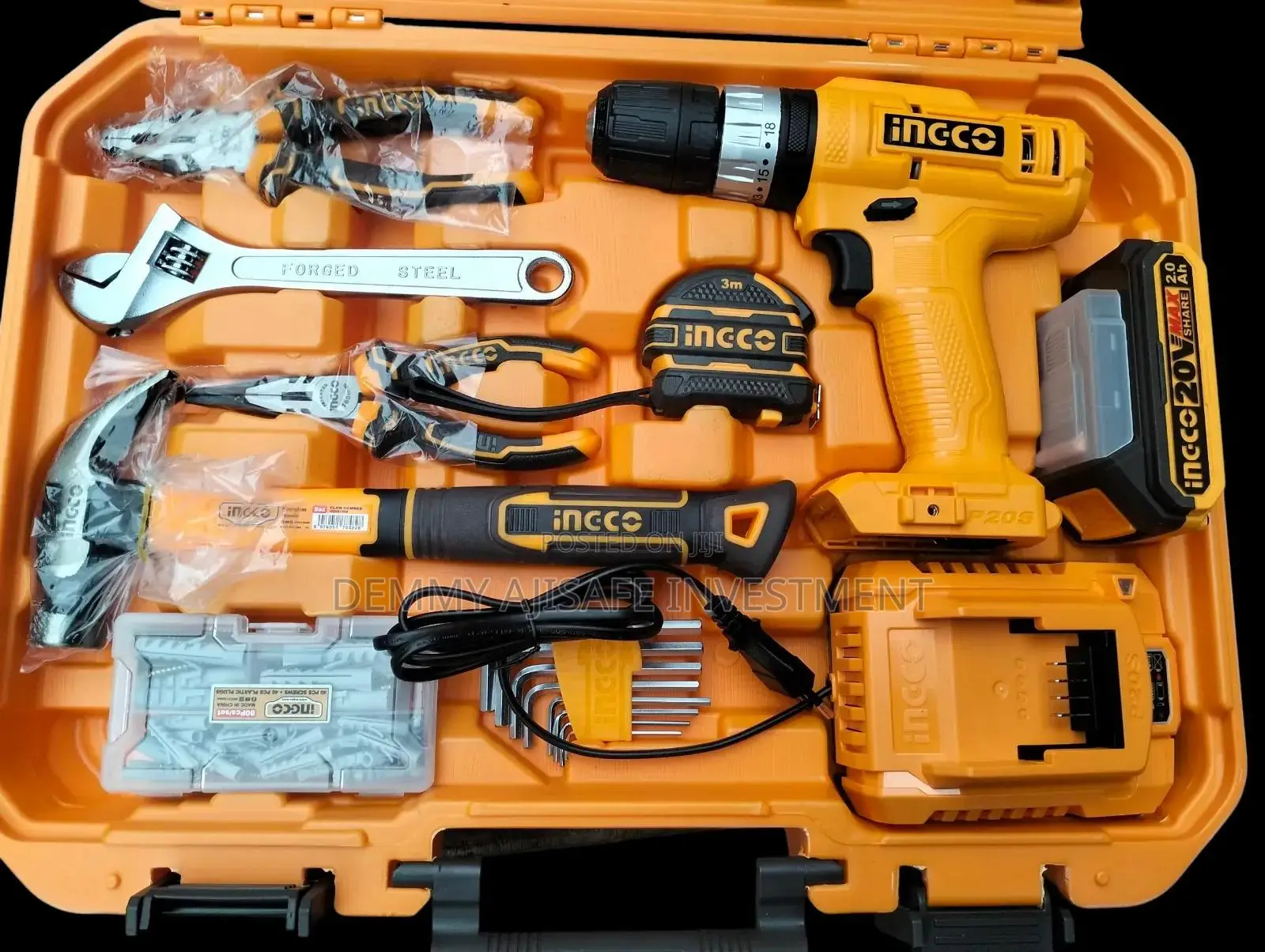 Ingco Cordless Impact Drill With Tools Set(165pcs)