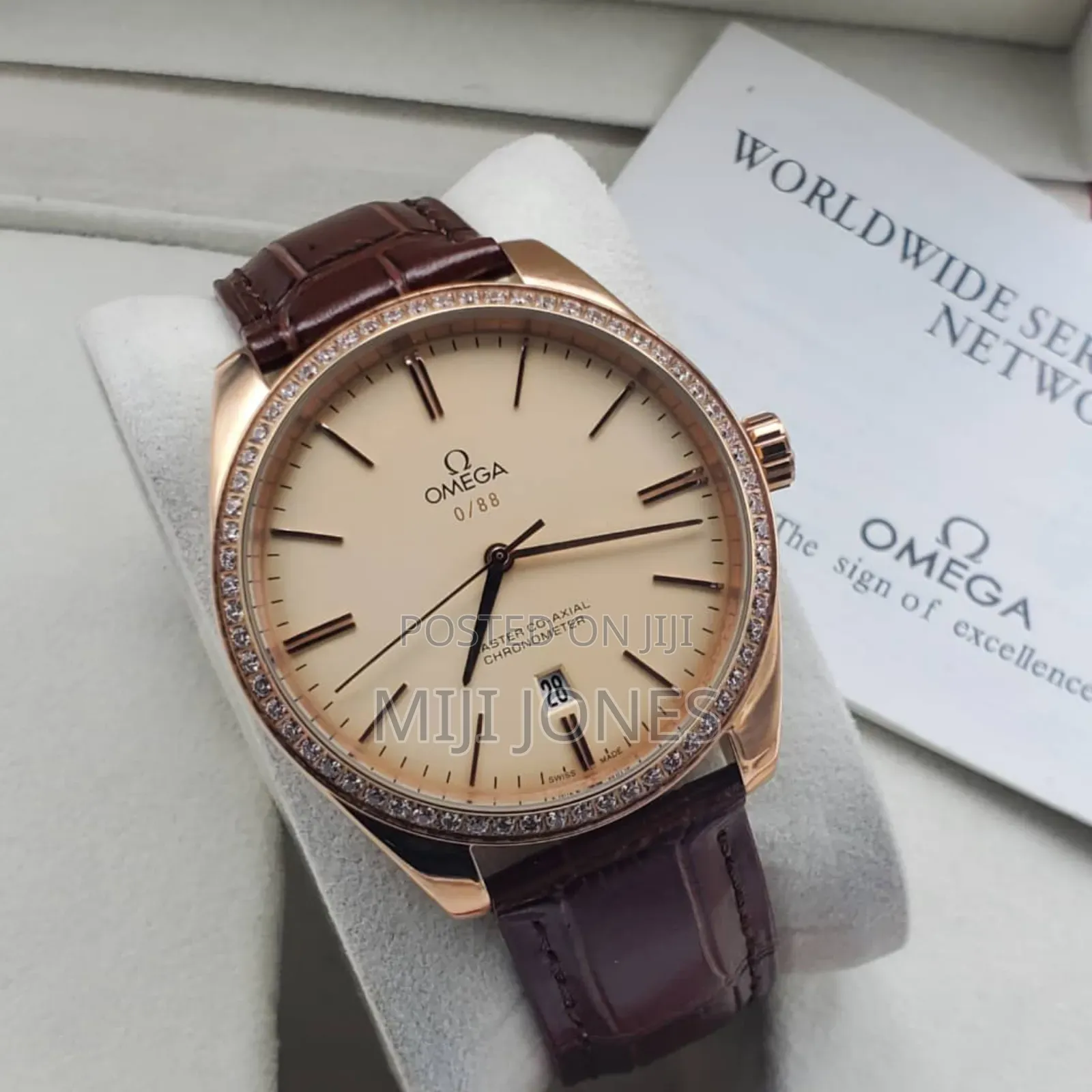 Omega-Inspired Chronometer Automatic Watch With Leather Strap