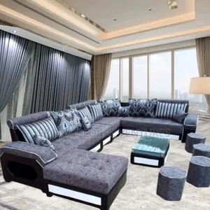 U-Shaped,9 Seaters Sofa Chairs With Table and Stools.