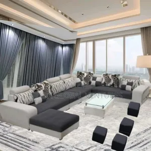 Quality Sectional Couch. U-Shaped Sofa Chairs With Table and Stools