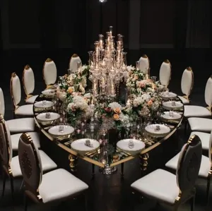 Unique Event Dinning Table Set 12 Seater Gold