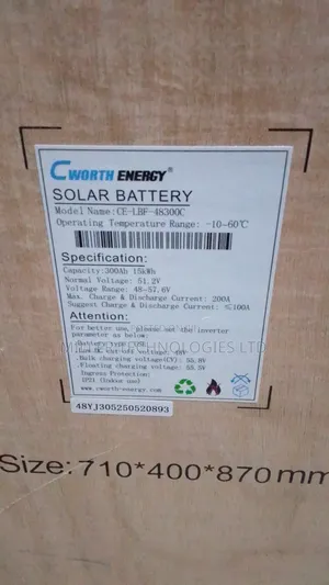 Cworth Energy Capacity - 300ah 15kwh Lithium Solar Battery
