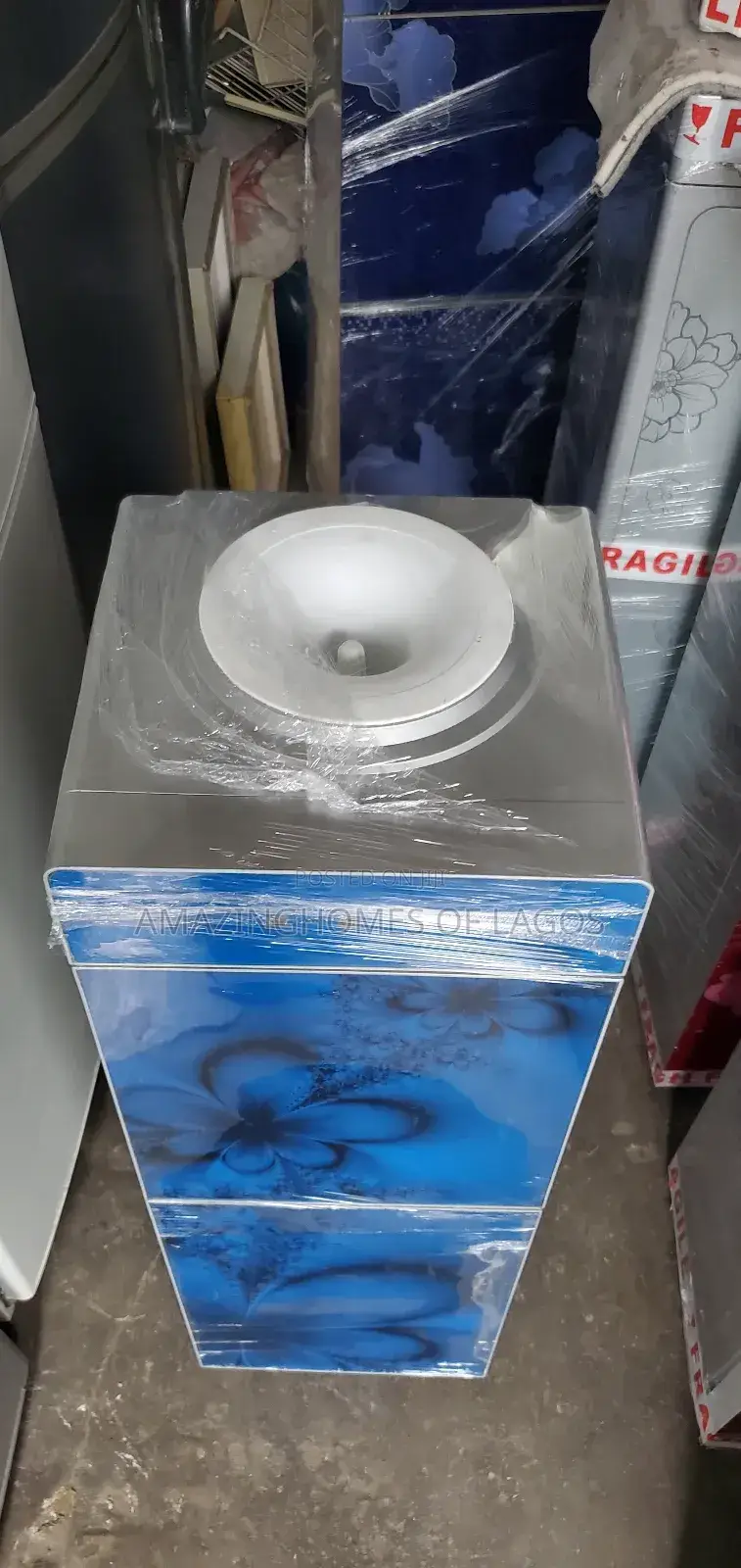 Double Door Dispenser With Fridge Blue Color