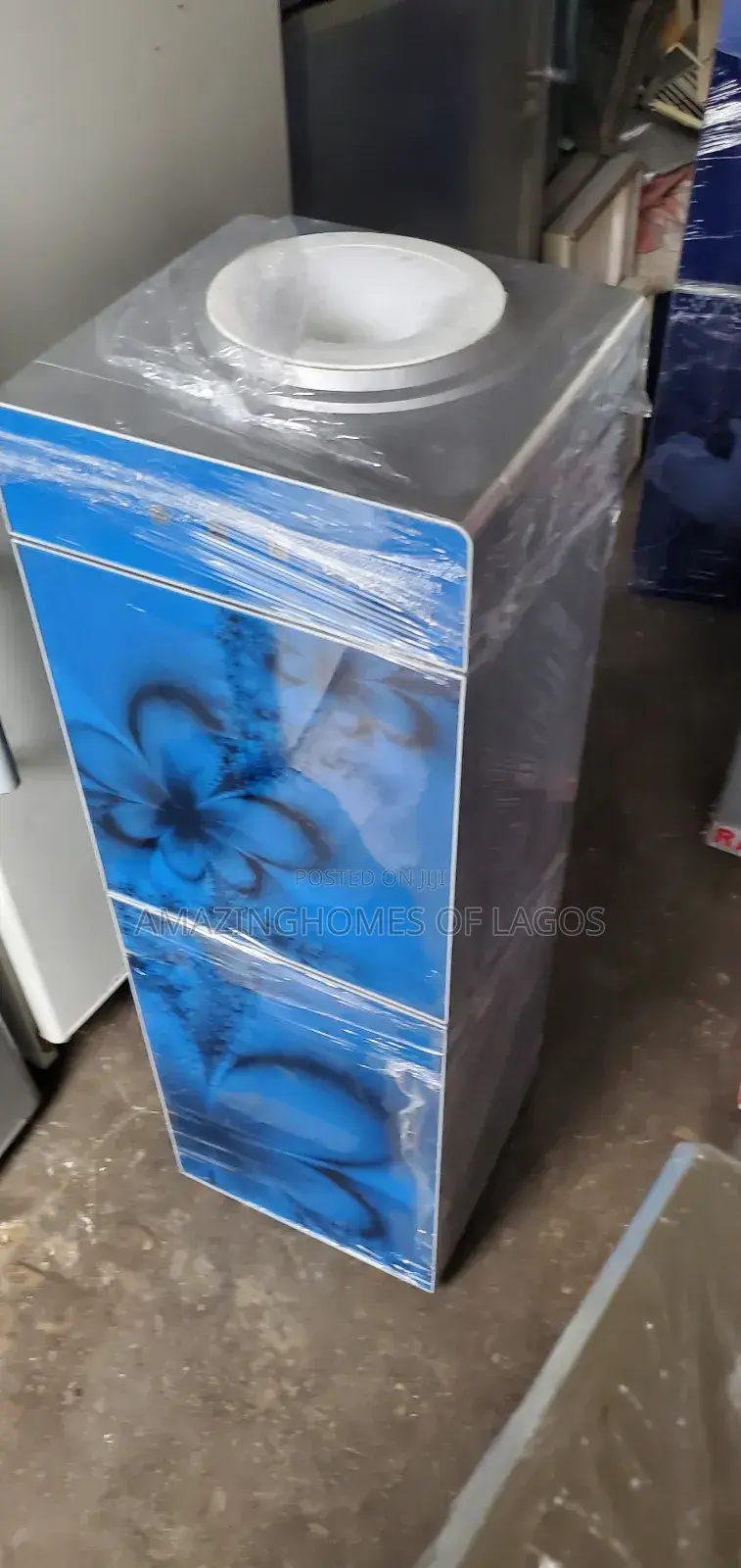 Double Door Dispenser With Fridge Blue Color