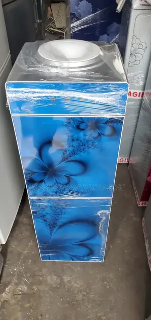 Double Door Dispenser With Fridge Blue Color