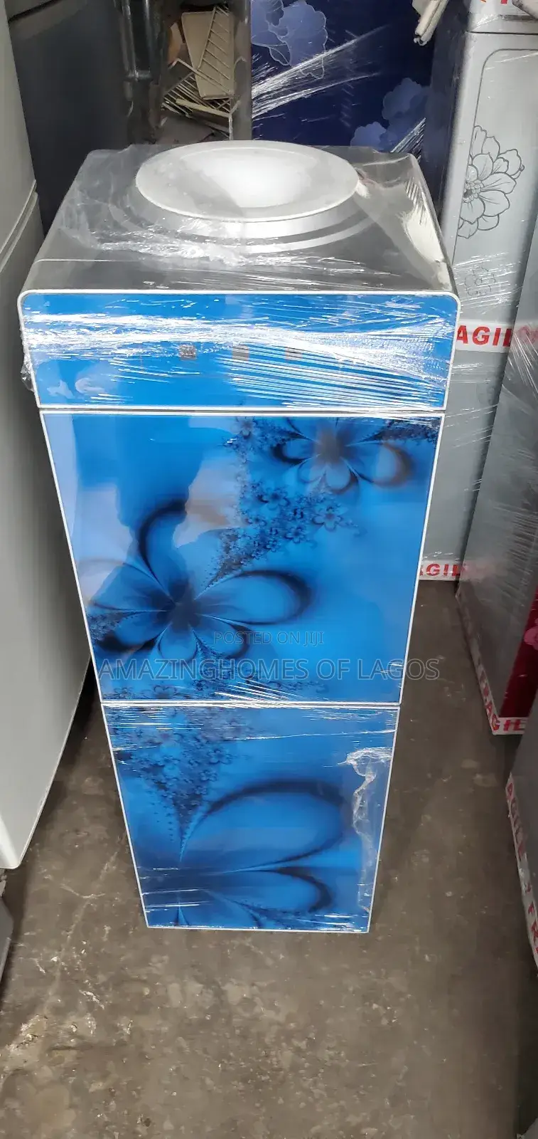 Double Door Dispenser With Fridge Blue Color