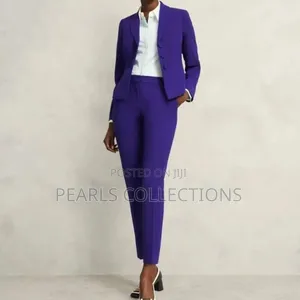 Women Blue Color Official Suit 2pc Set