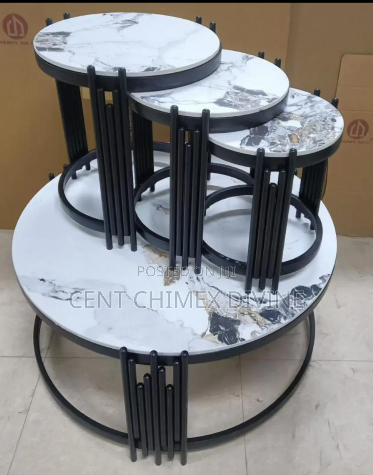 White Stain Marble Top Center Table