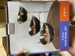 3pcs Black Soup Bowl With Stand