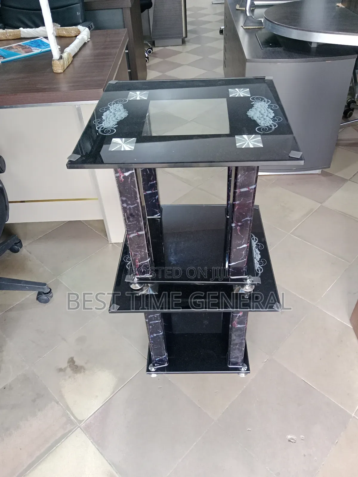 Luxury 2 Side Stools Glass Top