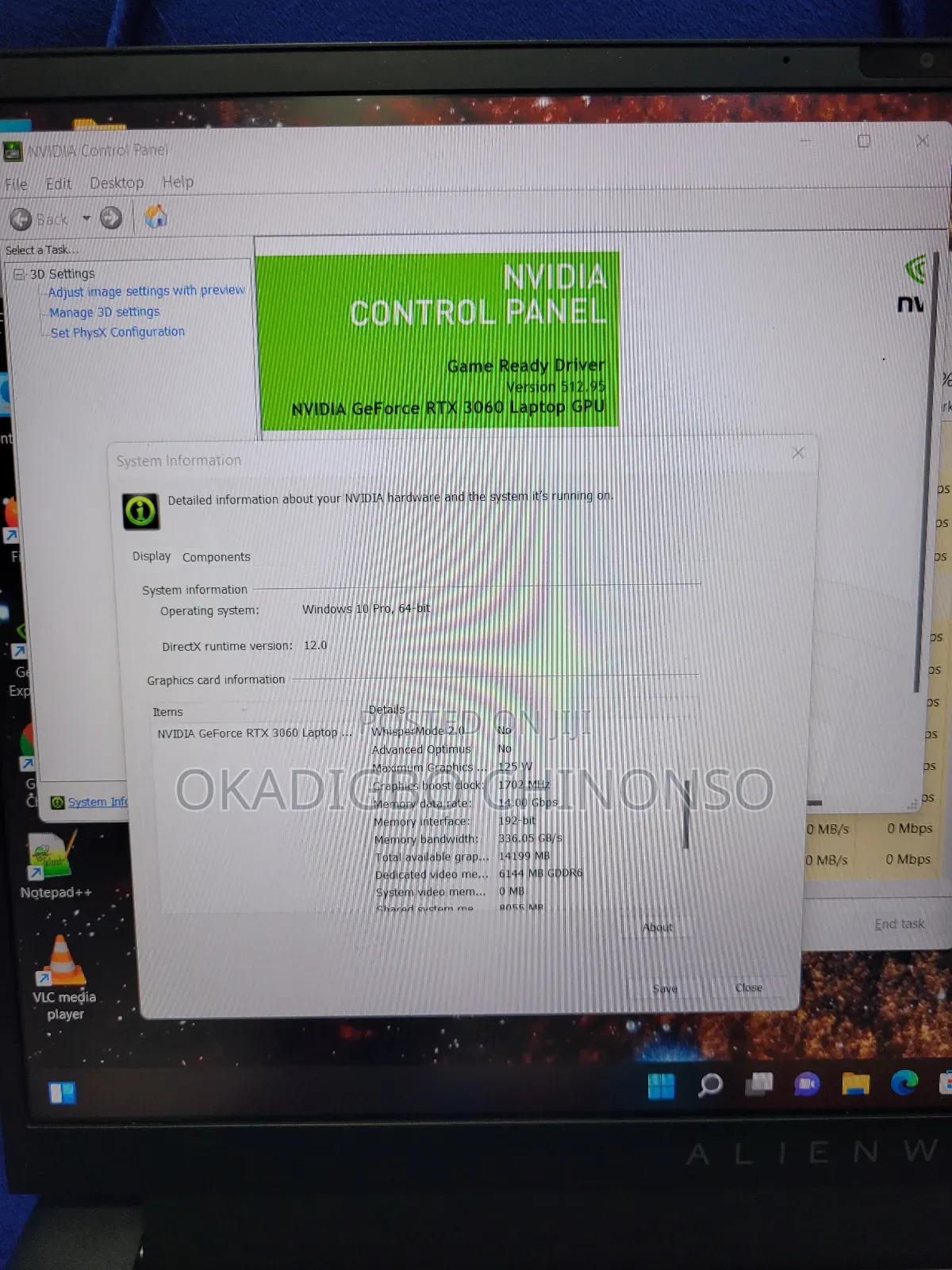 Laptop Dell Allenware M15 R5 16GB Intel Core i7 SSD 512GB