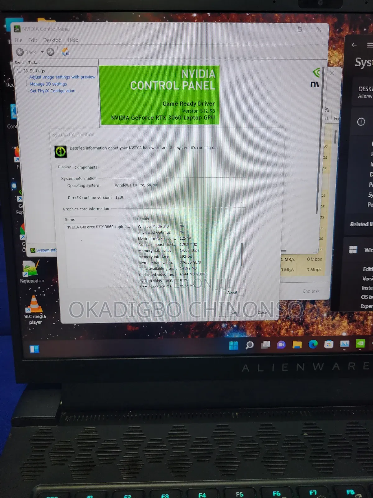 Laptop Dell Allenware M15 R5 16GB Intel Core i7 SSD 512GB