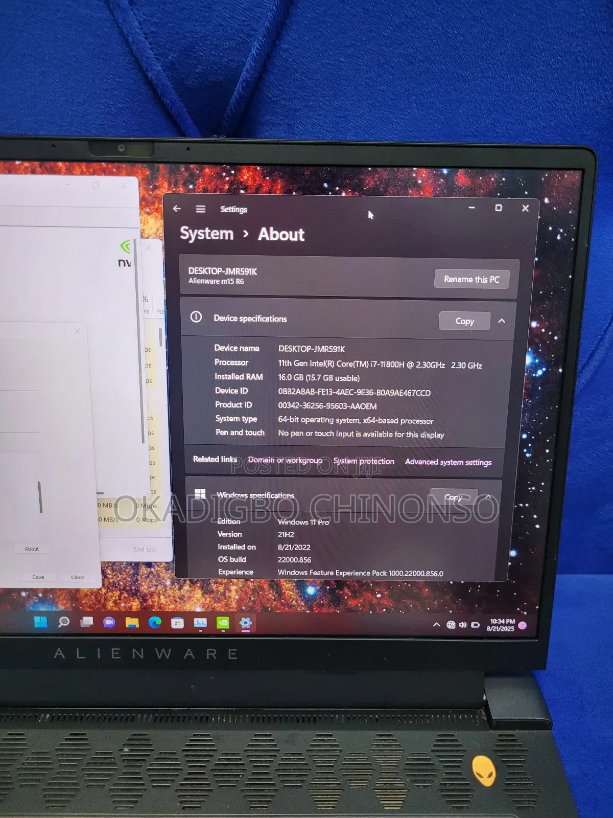 Laptop Dell Allenware M15 R5 16GB Intel Core i7 SSD 512GB