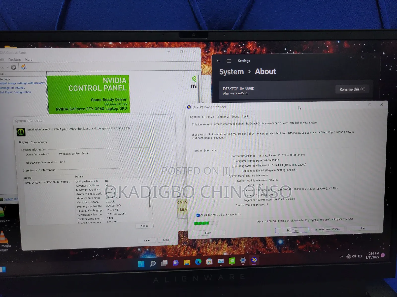 Laptop Dell Allenware M15 R5 16GB Intel Core i7 SSD 512GB