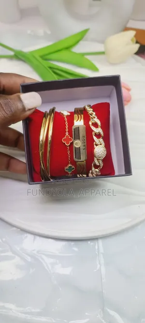 Gold Steel Bangles Stack Combo