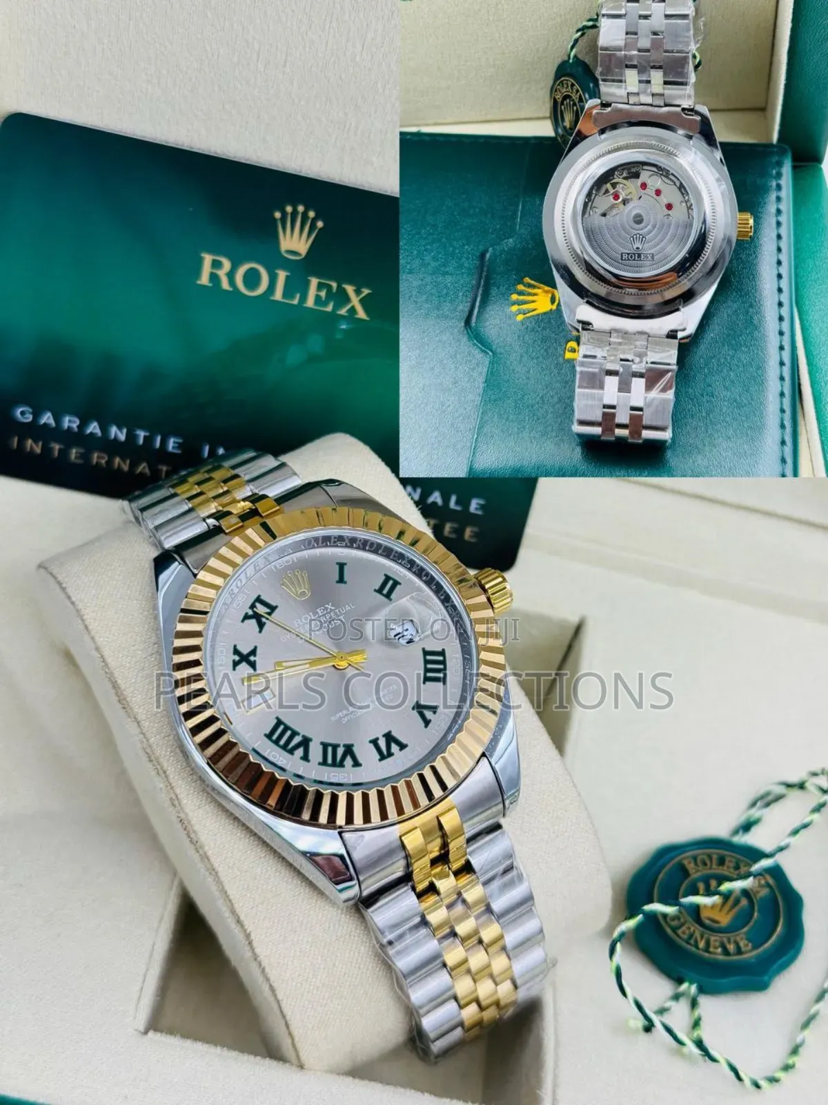 Automatic Rolex Watch Silver and Gold Chain