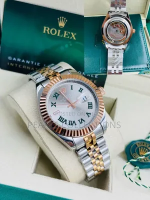 Automatic Rolex Watch Silver and Gold Chain