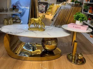 Velari Oval Marble Center Table 1 Side Stool