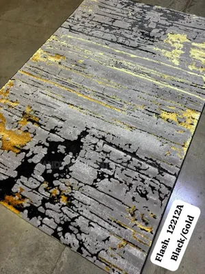 Flash 12212a Gold and Black Persian Design Quality Center Rug