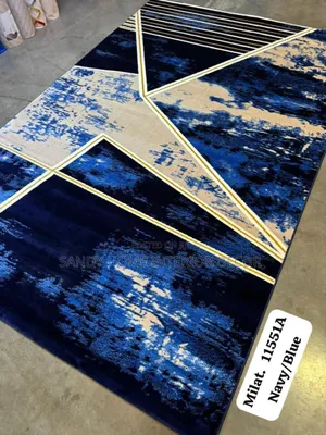 Navy Blue Design Living Room Center Rug Available in Stock Turkish