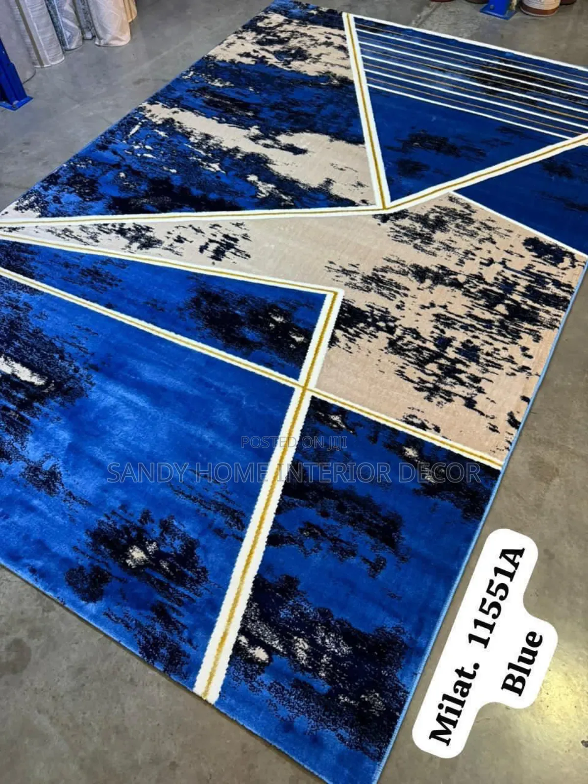Milat Blue Design Pattern Design Center Rug Turkish
