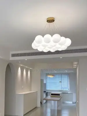 Ball Nodirc Chandelier Light, White Glass Available Now