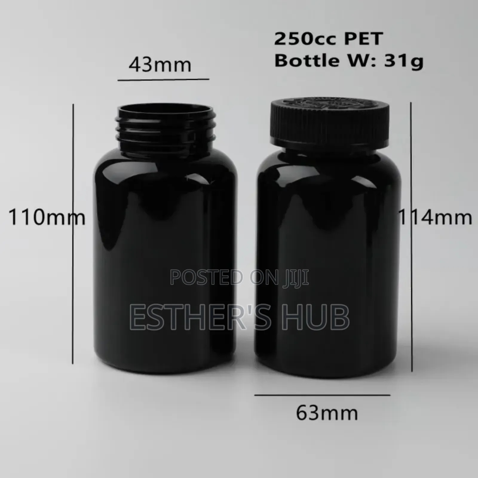 Black and Black Plastic Container 250ml