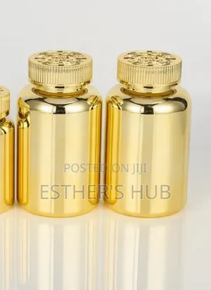 Empty Plastic Container Gold 250ml Pills or Capsules